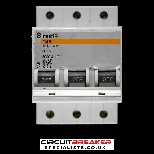 MERLIN GERIN 15 AMP 5kA TRIPLE POLE MCB CIRCUIT BREAKER C45