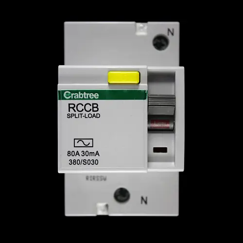 CRABTREE 80 AMP 30mA DOUBLE POLE RCCB TYPE AC STARBREAKER SPLIT LOAD 380/S030