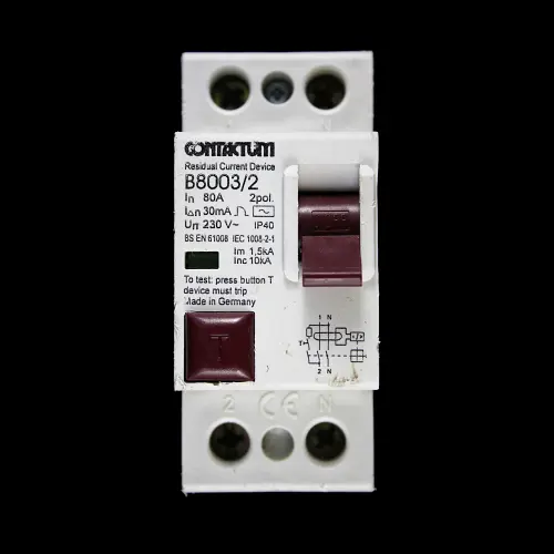 CONTACTUM 80 AMP 10kA 30mA DOUBLE POLE RCD TYPE AC B8003/2