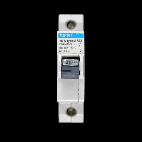 HAGER 15 AMP TYPE 2 M3 MCB CIRCUIT BREAKER M116 45