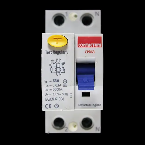 CONTACTUM 63 AMP 30mA DOUBLE POLE RCCB RCD TYPE AC CPR63