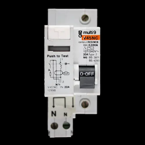 MERLIN GERIN 20 AMP TYPE 2 M6 30mA DOUBLE POLE RCBO RCD MCB TYPE AC V45NC 12998
