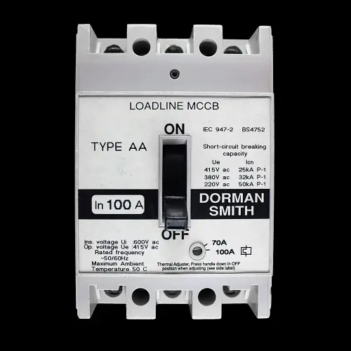 DORMAN SMITH 100 AMP 25kA TRIPLE POLE MCCB LOADLINE TYPE AA WHITE