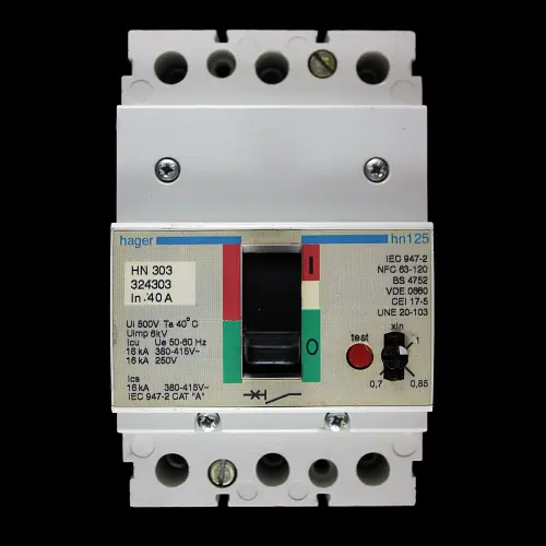HAGER 40 AMP 16kA TRIPLE POLE MCCB HN303 324303 HN125