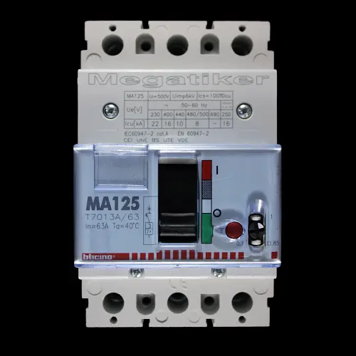 BTICINO 63 AMP 16kA TRIPLE POLE MCCB T7013A/63 MA125 MEGATIKER