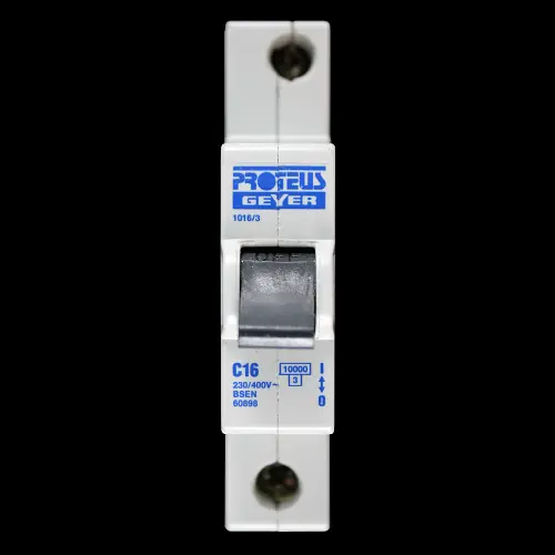 PROTEUS 16 AMP CURVE C 10kA MCB CIRCUIT BREAKER GEYER 1016/3 RED CLIP