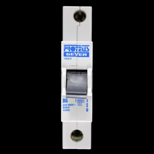 PROTEUS 6 AMP CURVE B 10kA MCB CIRCUIT BREAKER 1006/2 GEYER BLACK CLIP