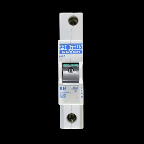 PROTEUS 16 AMP CURVE B 6kA MCB CIRCUIT BREAKER GEYER 616B BLACK CLIP