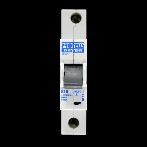 PROTEUS 16 AMP CURVE B 10kA MCB CIRCUIT BREAKER GEYER 1016/2 BLACK CLIP