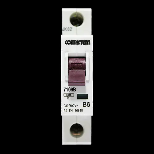CONTACTUM 6 AMP CURVE B 6kA MCB CIRCUIT BREAKER 7106B BLACK