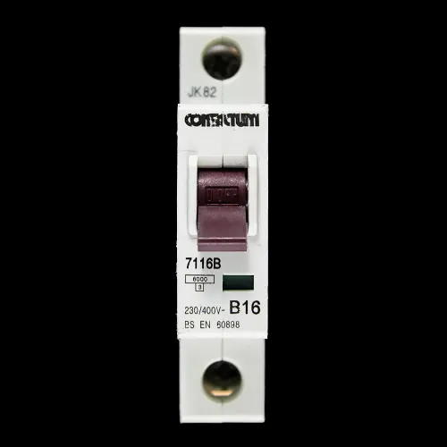 CONTACTUM 16 AMP CURVE B 6kA MCB CIRCUIT BREAKER 7116B BLACK