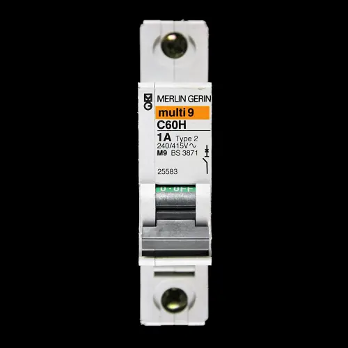 MERLIN GERIN 1 AMP TYPE 2 M9 MCB CIRCUIT BREAKER 25583 C60H MULTI9