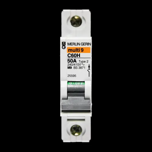 MERLIN GERIN 50 AMP TYPE 2 M9 MCB CIRCUIT BREAKER 25595 C60H MULTI9