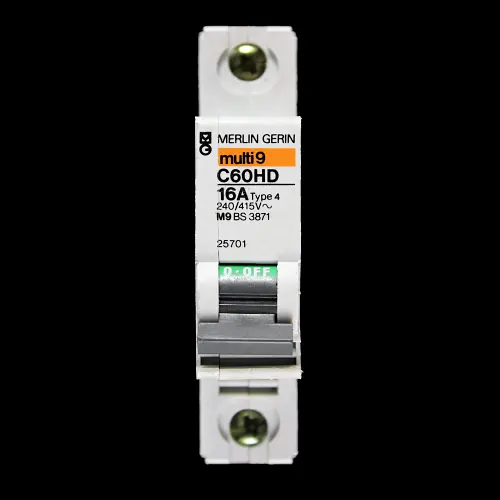 MERLIN GERIN 16 AMP TYPE 4 M9 MCB CIRCUIT BREAKER 25701 C60HD MULTI9