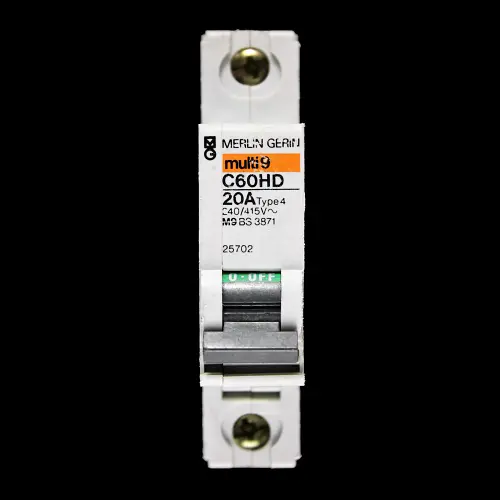 MERLIN GERIN 20 AMP TYPE 4 M9 MCB CIRCUIT BREAKER 25702 C60HD MULTI9