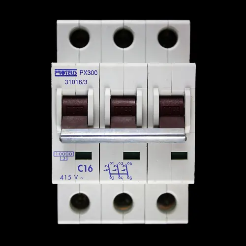 PROTEUS 16 AMP CURVE C 10kA TRIPLE POLE MCB CIRCUIT BREAKER 31016/3 PX300