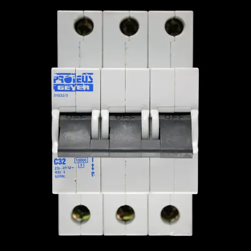 PROTEUS 32 AMP CURVE C 10kA TRIPLE POLE MCB CIRCUIT BREAKER GEYER 31032/3