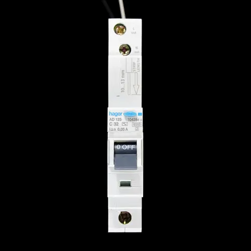 HAGER 32 AMP CURVE C 6kA 30mA RCBO TYPE AC 104284 AD125
