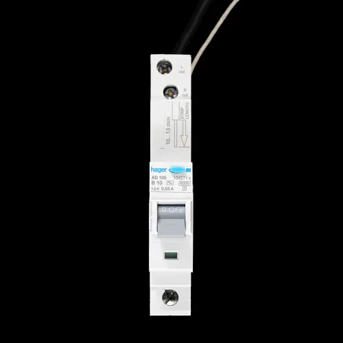 HAGER 10 AMP CURVE B 6kA 30mA RCBO TYPE AC 104271 AD105