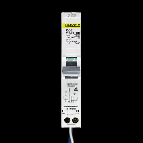SQUARE D 10 AMP CURVE B 10kA 30mA RCBO TYPE AC QOE 110B03