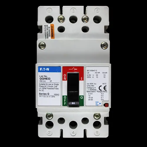EATON 63 AMP 25kA TRIPLE POLE MCCB GGH633