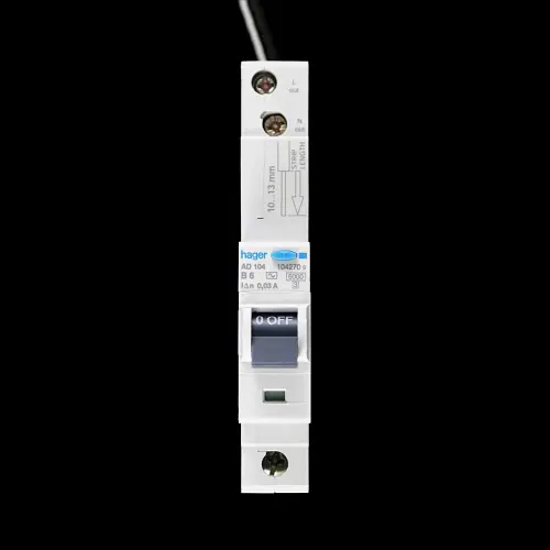 HAGER 6 AMP CURVE B 6kA 30mA RCBO TYPE AC AD104 104270