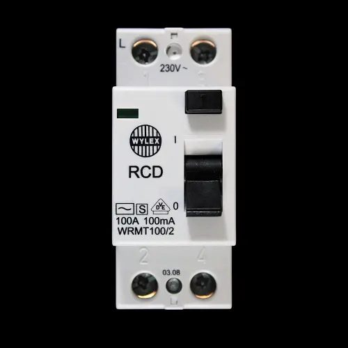 WYLEX 100 AMP 100mA DOUBLE POLE TIME DELAY RCD TYPE AC WRMT100/2