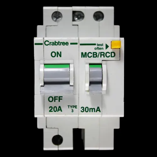 CRABTREE 20 AMP TYPE 3 M9 30mA DOUBLE POLE RCBO RCD MCB POLESTAR