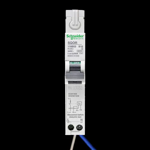 SCHNEIDER 16 AMP CURVE B 6kA 30mA RCBO TYPE AC SQOR116B03 QUICKLINE