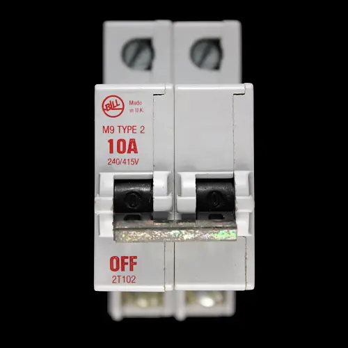 BILL 10 AMP TYPE 2 M9 DOUBLE POLE MCB CIRCUIT BREAKER 2T102