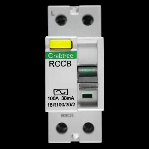 CRABTREE 100 AMP 30mA DOUBLE POLE RCD TYPE AC LOADSTAR 18R100/30/2