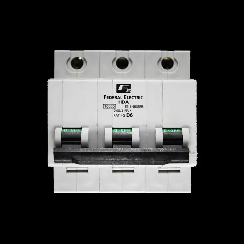 FEDERAL ELECTRIC 6 AMP CURVE D 10kA TRIPLE POLE MCB CIRCUIT BREAKER HDA STABLOK