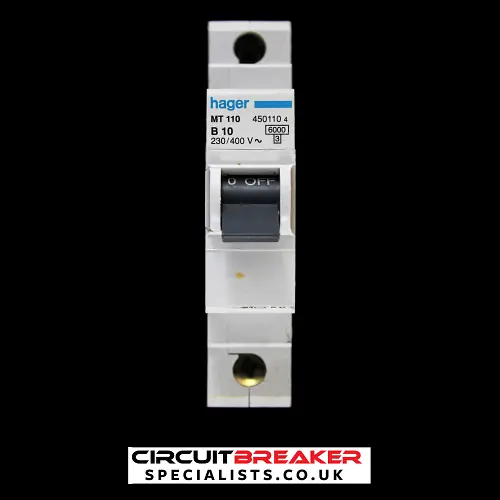 HAGER 10 AMP CURVE B 6kA MCB CIRCUIT BREAKER MT110 450110
