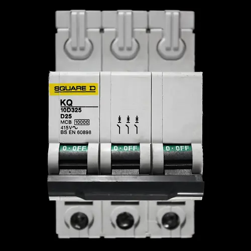 SQUARE D 25 AMP CURVE D 10kA TRIPLE POLE MCB CIRCUIT BREAKER KQ 10D325