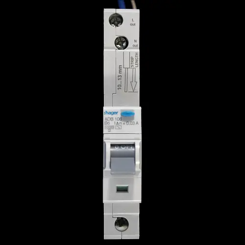 HAGER 6 AMP CURVE B 10kA 30mA RCBO RCD MCB TYPE AC ADB106 106746