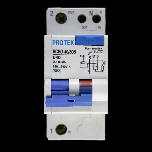 PROTEK 40 AMP CURVE B 6kA 30mA DOUBLE POLE RCBO TYPE AC RCBO-40/30B