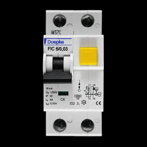 DOEPKE 6 AMP CURVE C 10kA 30mA DOUBLE POLE RCBO TYPE AC FIC 6/0,03