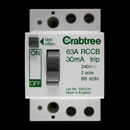 CRABTREE 63 AMP 30mA DOUBLE POLE RCCB RCD 526/030