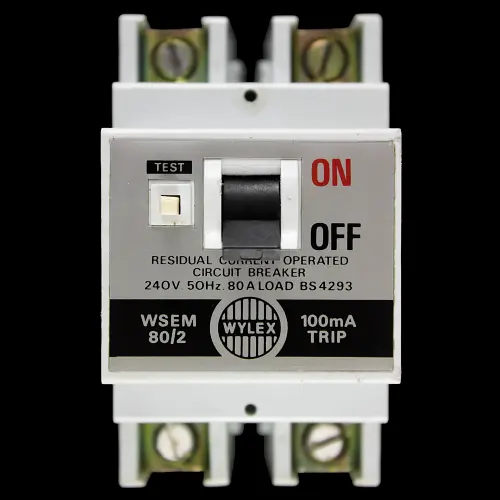 WYLEX 80 AMP 100mA DOUBLE POLE RCCB RCD WSEM 80/2