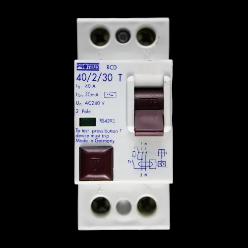 PROTEUS 40 AMP 30mA DOUBLE POLE RCD TYPE AC 40/2/30T