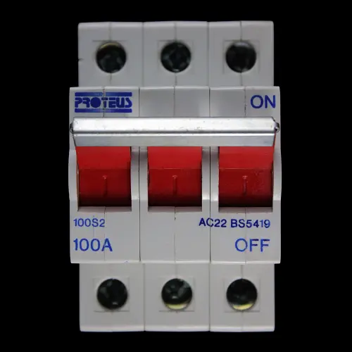 PROTEUS 100 AMP TRIPLE POLE MAIN SWITCH DISCONNECTOR 100S2 AC22
