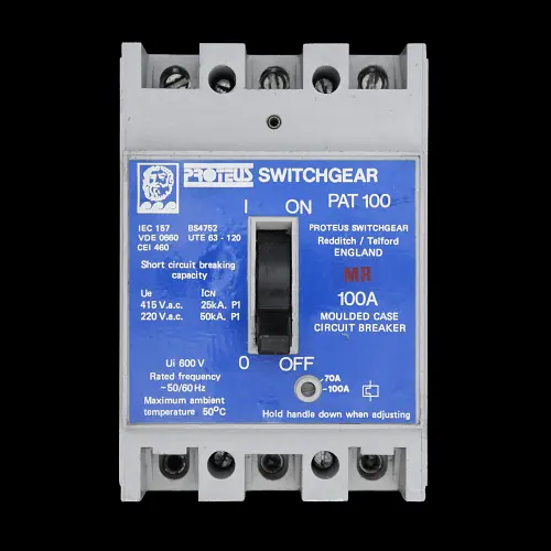 PROTEUS 100 AMP 25kA TRIPLE POLE MCCB SWITCHGEAR PAT100 WHITE