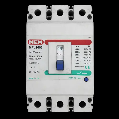 MEM 160 MCCB TRIPLE POLE 25kA MFL1603