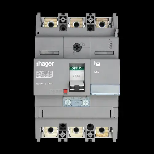HAGER 200 AMP 40kA TRIPLE POLE MCCB HNB200H X250 334776