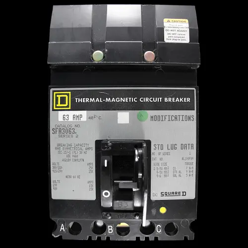 SQUARE D 63 AMP 25kA TRIPLE POLE MCCB SFA3063 SERIES 2