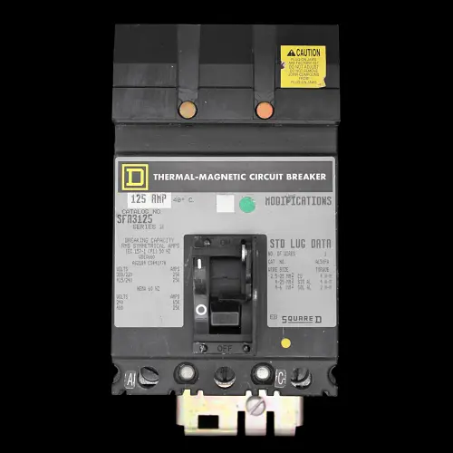 SQUARE D 125 AMP 25kA TRIPLE POLE MCCB SFA3125 SERIES 2