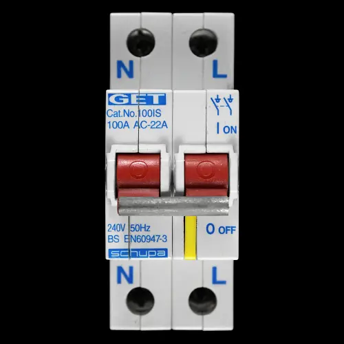 GET 100 AMP DOUBLE POLE MAIN SWITCH DISCONNECTOR 100IS SCHUPA