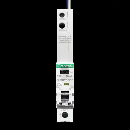 CRABTREE 20 AMP CURVE B 10kA 30mA RCBO LOADSTAR 6HSR20/30B