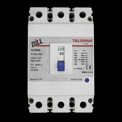 BILL 63 AMP 25kA TRIPLE POLE MCCB TLF633