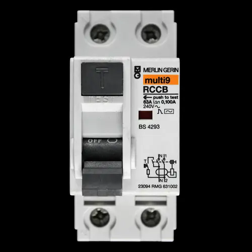 MERLIN GERIN 63 AMP 100mA DOUBLE POLE RCCB RCD 23094 RMG 631002 MULTI9